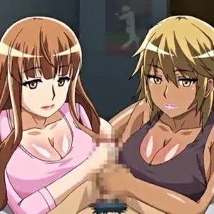 黒ギャルと白ギャルの痴女姉妹に目覚めの手コキでザーメンを大量に搾られていく・・・　無料エロアニメ